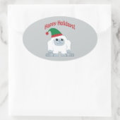 prettige feestdagen! Kerstmis Yeti Ovale Sticker (Tas)