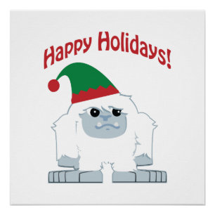 prettige feestdagen! Kerstmis Yeti Poster