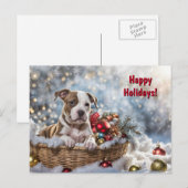 Prettige feestdagen Kerstmishond Schattigee Pitbul (Voorkant / Achterkant)