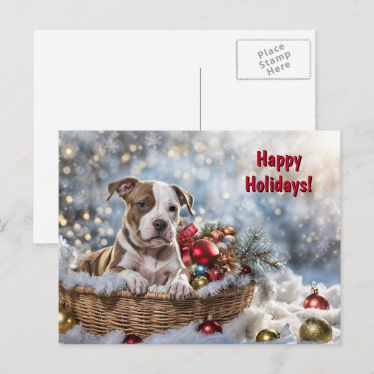 Prettige feestdagen Kerstmishond Schattigee Pitbul (Voorkant / Achterkant)