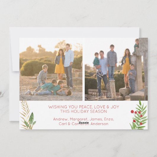 Prettige feestdagen Kerstmismodern rood script 3 F Feestdagenkaart (Achterkant)