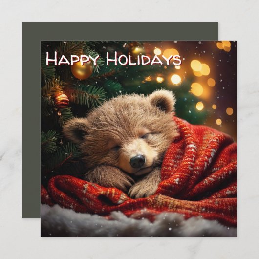 Prettige feestdagen Kerstmissluimer Beer Feestdagenkaart (Voorkant / Achterkant)