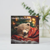 Prettige feestdagen Kerstmissluimer Beer Feestdagenkaart (Staand voorkant)