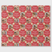 Prettige feestdagen Kerstmissneeuwvlok Foto Rood Cadeaupapier (Vlak)