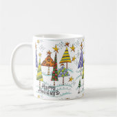prettige feestdagen kerstMok met bomen Koffiemok (Links)