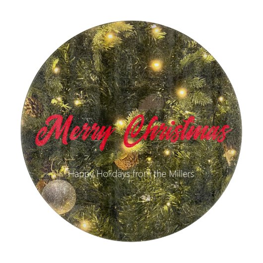 Prettige feestdagen Kerstornamenten snijplank (Voorkant)