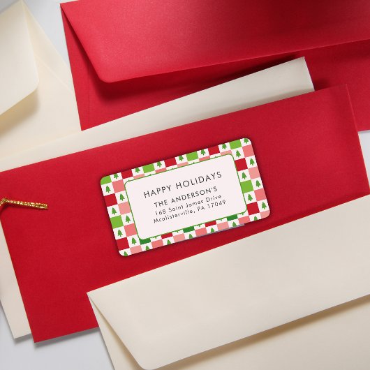 Prettige feestdagen Kerstpatroon Modern Kleurrijk Etiket