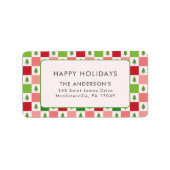 Prettige feestdagen Kerstpatroon Modern Kleurrijk Etiket (Voorkant)