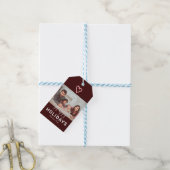 prettige feestdagen kerstrode familie — Minimale f Cadeaulabel (Met Touw)