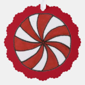 prettige feestdagen kerstrode peppermint-snoepriet ornament kaart (Achterkant)