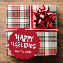 prettige feestdagen kerstrode peppermint-snoepriet ornament kaart