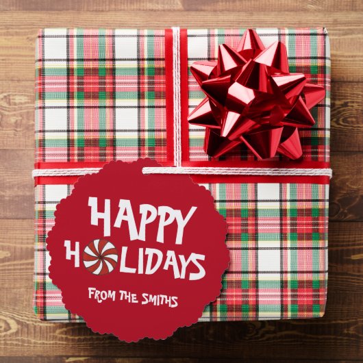 prettige feestdagen kerstrode peppermint-snoepriet ornament kaart (Insitu (Geschenk))