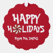 prettige feestdagen kerstrode peppermint-snoepriet ornament kaart (Voorkant)