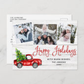 prettige feestdagen kerstrood Boerderij Truck 3 Fo Briefkaart (Voorkant / Achterkant)