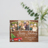 prettige feestdagen kerstrood Boerderij Truck 3 Fo Briefkaart (Staand voorkant)