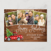 prettige feestdagen kerstrood Boerderij Truck 3 Fo Briefkaart (Voorkant)