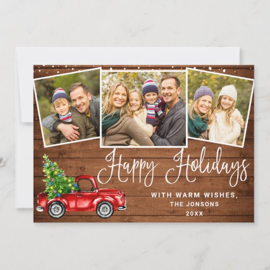 prettige feestdagen kerstrood Boerderij Truck 3 Fo Feestdagenkaart (Voorkant)