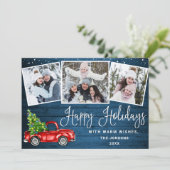 prettige feestdagen kerstrood Boerderij Truck 3 Fo Feestdagenkaart (Staand voorkant)