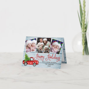 prettige feestdagen kerstrood Boerderij Truck 3 Fo Kaart