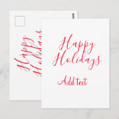 Prettige feestdagen Kerstrood kalligrafie simpel m Briefkaart (Voorkant / Achterkant)