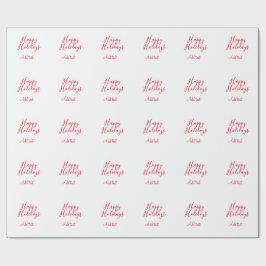 Prettige feestdagen Kerstrood kalligrafie simpel m Cadeaupapier