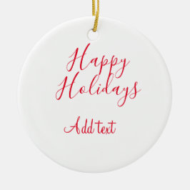 Prettige feestdagen Kerstrood kalligrafie simpel m Keramisch Ornament