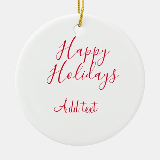Prettige feestdagen Kerstrood kalligrafie simpel m Keramisch Ornament (Voorkant)