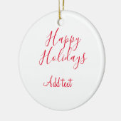 Prettige feestdagen Kerstrood kalligrafie simpel m Keramisch Ornament (Links)