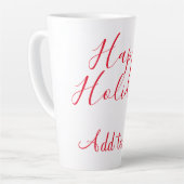 Prettige feestdagen Kerstrood kalligrafie simpel m Latte Mok (Linkerhoek)