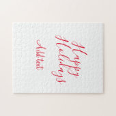 Prettige feestdagen Kerstrood kalligrafie simpel m Legpuzzel (Horizontaal)