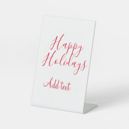 Prettige feestdagen Kerstrood kalligrafie simpel m Reclamebord Met Voetstuk