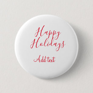 Prettige feestdagen Kerstrood kalligrafie simpel m Ronde Button 5,7 Cm