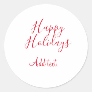 Prettige feestdagen Kerstrood kalligrafie simpel m Ronde Sticker