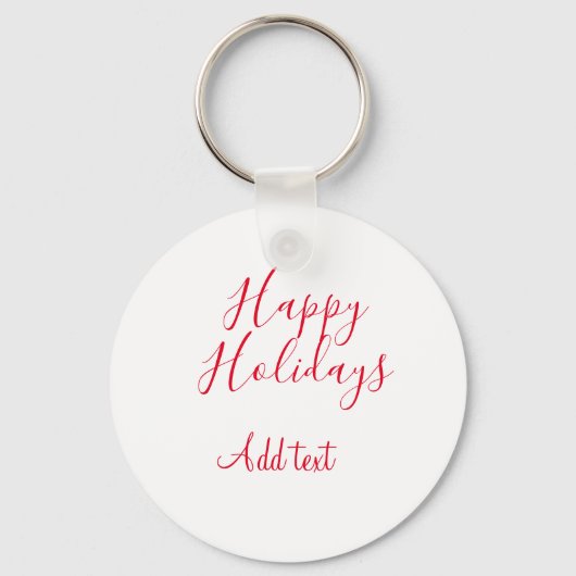 Prettige feestdagen Kerstrood kalligrafie simpel m Sleutelhanger (Voorkant)