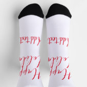 Prettige feestdagen Kerstrood kalligrafie simpel m Sokken (Top)