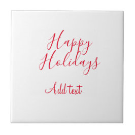 Prettige feestdagen Kerstrood kalligrafie simpel m Tegeltje