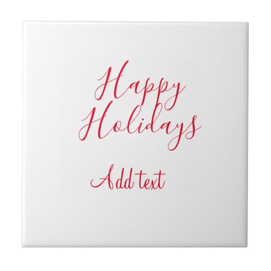 Prettige feestdagen Kerstrood kalligrafie simpel m Tegeltje (Voorkant)