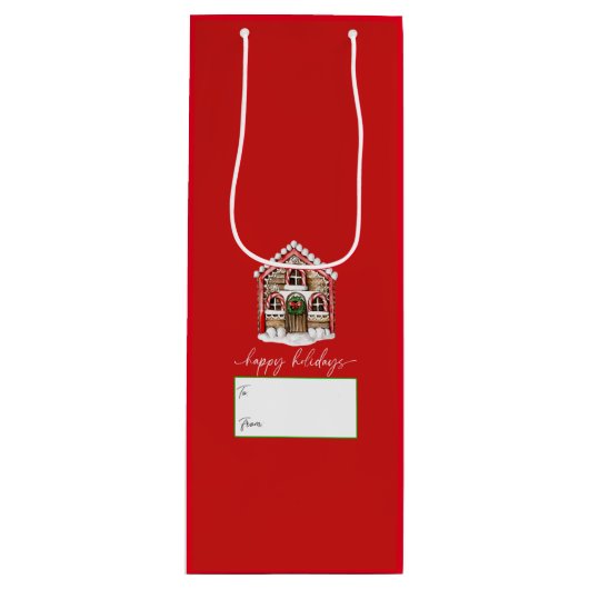 prettige feestdagen kerstrood wijn cadeautas (Voorkant)
