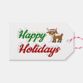 prettige feestdagen kerstscript Reindeer Cadeaulabel (Voorkant (Horizontaal))