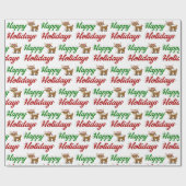 prettige feestdagen kerstscript Reindeer Cadeaupapier (Vlak)