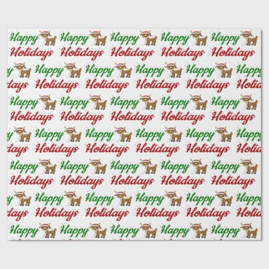 prettige feestdagen kerstscript Reindeer Cadeaupapier (Vlak)