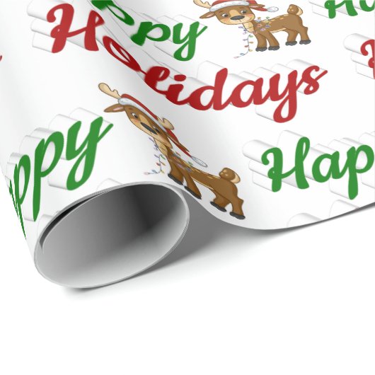 prettige feestdagen kerstscript Reindeer Cadeaupapier (Rol Hoek)