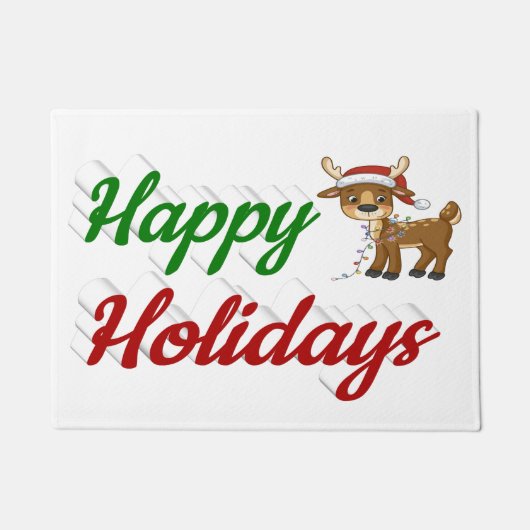 prettige feestdagen kerstscript Reindeer Deurmat (Voorkant)