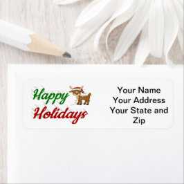 prettige feestdagen kerstscript Reindeer Etiket
