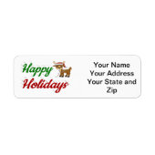 prettige feestdagen kerstscript Reindeer Etiket (Voorkant)