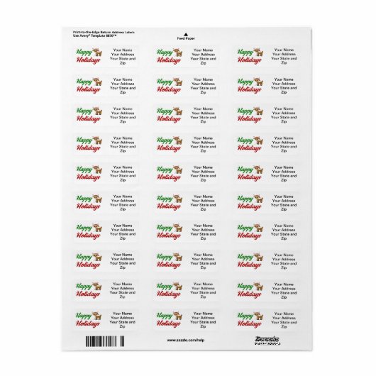 prettige feestdagen kerstscript Reindeer Etiket (Full Sheet)