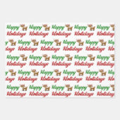 prettige feestdagen kerstscript Reindeer Inpakpapier Vel (Voorkant 3)