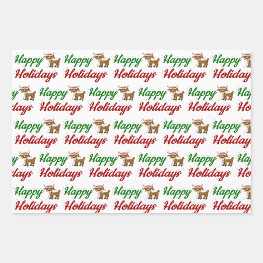 prettige feestdagen kerstscript Reindeer Inpakpapier Vel (Voorkant 2)