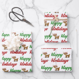 prettige feestdagen kerstscript Reindeer Inpakpapier Vel