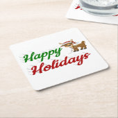 prettige feestdagen kerstscript Reindeer Kartonnen Onderzetters (Schuin)